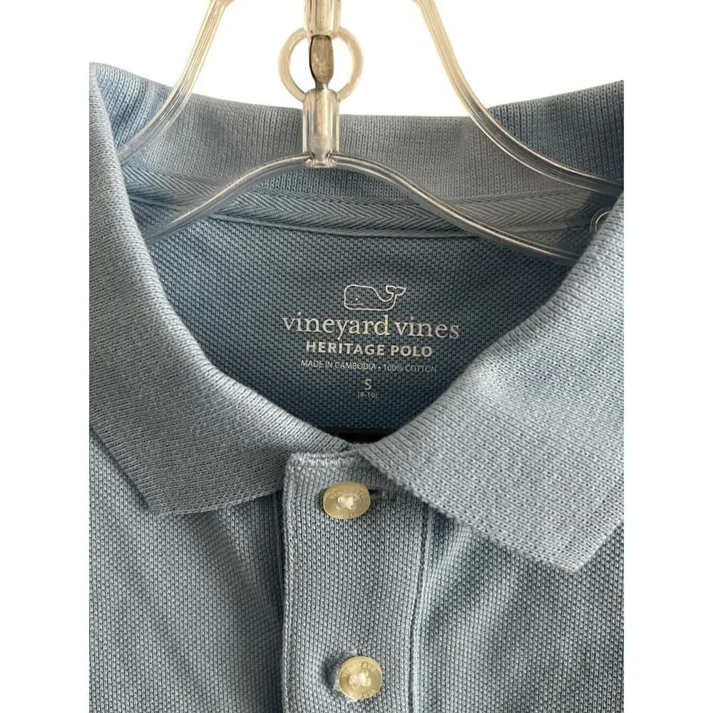 Vineyard Vines Boys Size S Heritage Pique Polo Jake Blue New with tags
